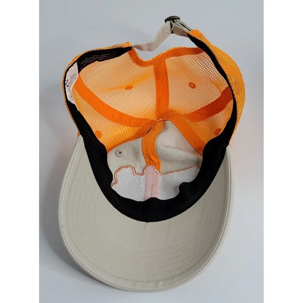 Save The Bees Adjustable Strap Trucker Mesh Cap Hat Smithsonian Orange Logo